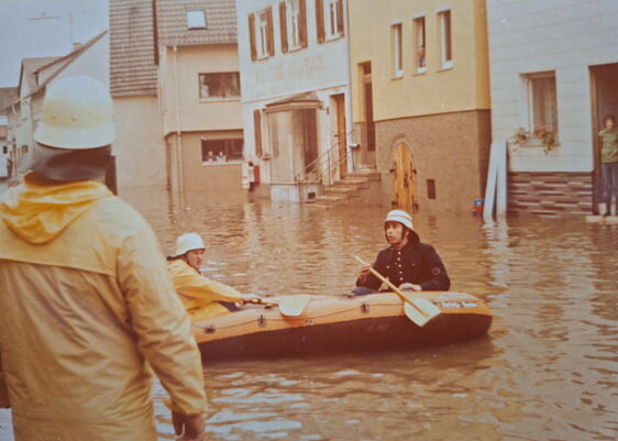 Reinhold Faber als Kommandant beim Hochwasser 1978